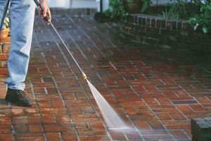 Image of a man using a pressure washer.